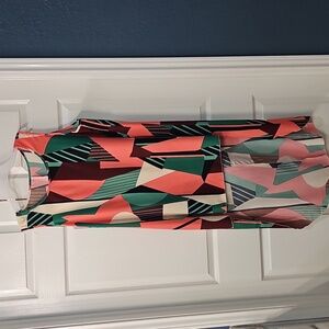 NWOT Polychrome Geometric Cover Up/Tunic Sleeveless Long  Back Hem XL